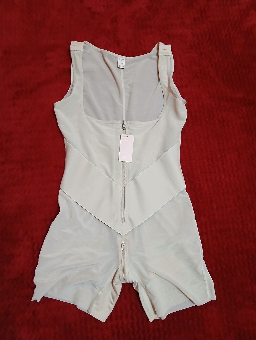 Seamless Cream Full-Body Shapewear Bodysuit with Front Zips